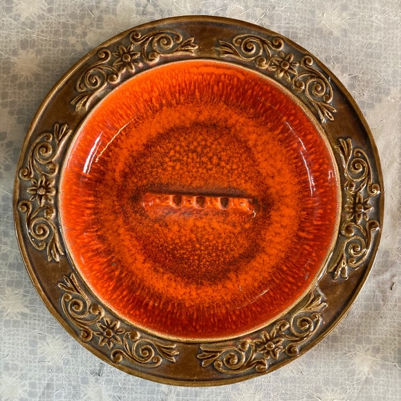 Lane Ceramics Vintage Ashtray Orange & Brown